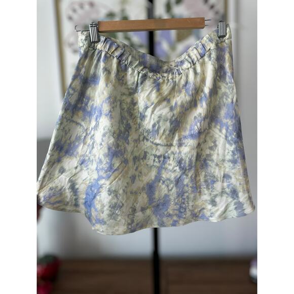 Zara Blue and Cream Marble Pattern Satin Mini Skirt Size Large - Picture 5 of 7